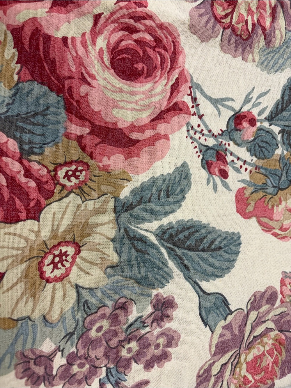 Pottery Barn Reversible Floral / Stripe Table Throw Tablecloth 51x51 Cottage